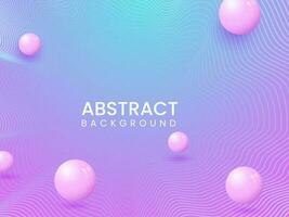 Abstract Gradient Wavy Lines Background With 3D Balls Or Beads. vector