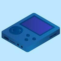 Isometric mp3 player element in blue color. vector