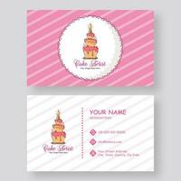 Front and back view of business card or horizontal template design for Cake Artist. vector