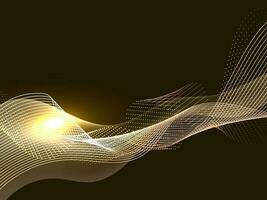 Abstract Wave Lines Motion With Glare Effect Over Brown Background. vector