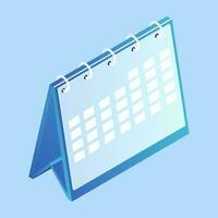 Blue calendar in 3d style. vector