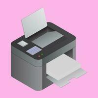 Printer machine in 3d style on pink background. vector