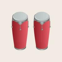 3D illustration of conga drums element. vector