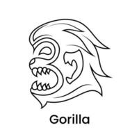 illustration of angry head gorilla with line art style. simple, minimal and creative concept. used for logo, icon, symbol or mascot. suitable for t shirt design vector