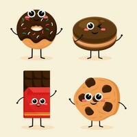 Collection of Chocolate Dessert Characters Illustration vector