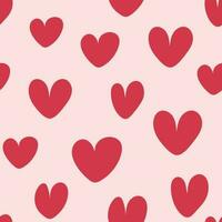 Cute Red Hearts Seamless Pattern. Distorted Groovy Vector Background. Retro Love Style for Print on Textile, Wrapping Paper. Pink Print for Princess Baby. Valentines day