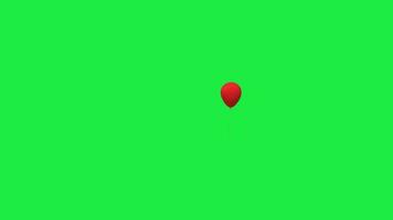 3d red balloon floating in the air on green screen video background loop 4k hd video