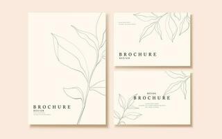 Elegant line style leaf brochure template design on light pink background vector