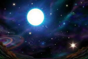 Beautiful galaxy universe sky with full moon background vector