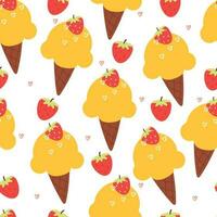 seamless pattern cartoon ice cream and strawberry. cute food wallpaper for textile, gift wrap paper vector