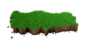 Detailed Turkey Map with green Grass 3d illustration png