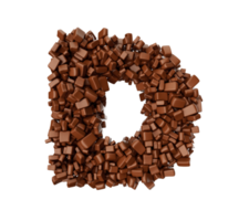 lettre d faite de morceaux de chocolat morceaux de chocolat lettre de l'alphabet d illustration 3d png