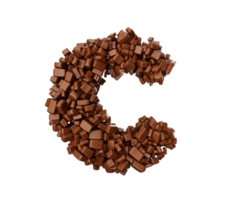 lettera c fatta di pezzi di cioccolato pezzi di cioccolato alfabeto lettera c 3d illustrazione png