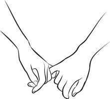 Couple Holding Hands Line Drawing. vector