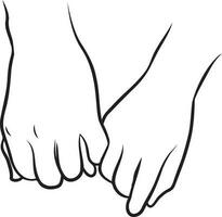 Couple Holding Hands Line Drawing. vector