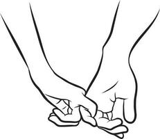 Couple Holding Hands Line Drawing. vector