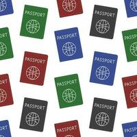 Seamless pattern with the most common passport colors, red, blue, green, black. Citizenship document, id. Vector flat illustration isolated on white background