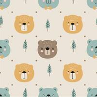 Childish Seamless Pattern with Bears. Seamless pattern with Bears Scandinavian style. Scandinavian animals for t-shirt print. Vector illustration