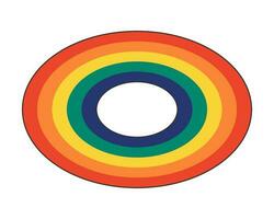 retro maravilloso estilo arco iris de colores oval espectro. Clásico elipse forma anillo con iridiscente colores bandas. de moda y2k popular Arte vistoso a rayas insignia. trippy eps vector aislado pegatina