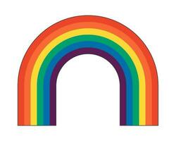Retro groovy hipster rainbow arch. Psychedelic hippie iridescent colors arc. Hippy vintage abstract crazy sticker. Trendy y2k pop art colourful element. Trippy eps vector isolated badge