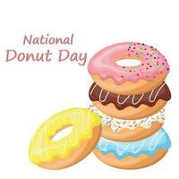 National Donut Day card. for your work logo, merchandise t-shirt, stickers and label designs, poster, greeting cards advertising business company or brands vector