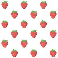 Strawberry vector pattern background. Fruit illustration isolated on white background. Seamless background with red strawberries for wrapping paper, wallpaper