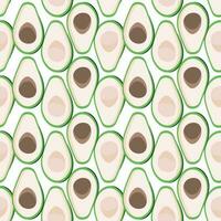 Seamless pattern sliced avocado with seeds on white background, Vector illustration for wrapping paper, greeting cards, wallpaper, fabric
