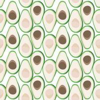 Seamless pattern sliced avocado with seeds on white background, Vector illustration for wrapping paper, greeting cards, wallpaper, fabric