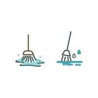 set of two minimal mop icons isolated on white background vector