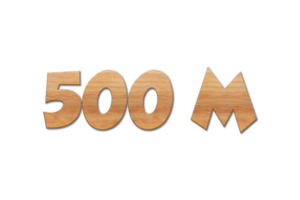 500 million subscribers celebration greeting Number with oak wood design png