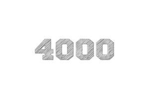 4000 iscritti celebrazione saluto numero con matita schizzo design png