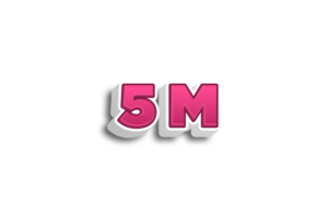 5 million les abonnés fête salutation nombre avec rose 3d conception png