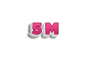 5 million subscribers celebration greeting Number with pink 3d design png