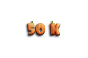 50 k subscribers celebration greeting Number with pumpkin design png