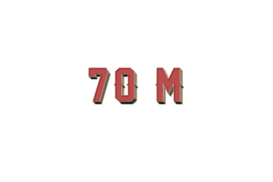 70 million subscribers celebration greeting Number with retro design png