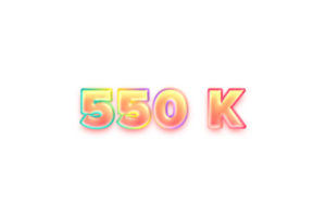 500 k subscribers celebration greeting Number with candy color design png