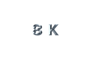 8 k subscribers celebration greeting Number with grey metal design png