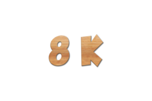 8 k subscribers celebration greeting Number with oak wood design png