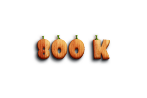 800 k subscribers celebration greeting Number with pumpkin design png