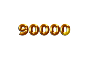 90000 subscribers celebration greeting Number with golden design png