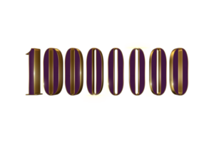 10000000 subscribers celebration greeting Number with luxury design png