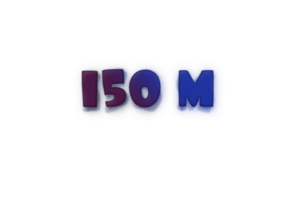 150 million subscribers celebration greeting Number with ink design png