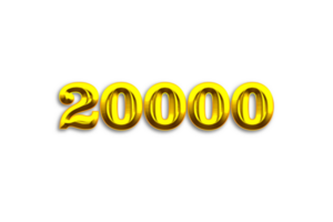 20000 suscriptores celebracion saludo número con oro diseño png