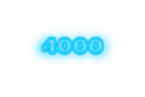 4000 subscribers celebration greeting Number with glow design png