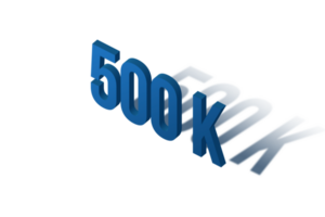 500 k subscribers celebration greeting Number with isomatric design png