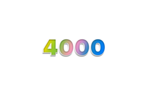 4000 iscritti celebrazione saluto numero con 3d estrudere design png