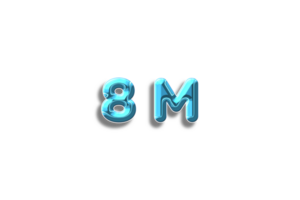 8 million subscribers celebration greeting Number with plastic design png