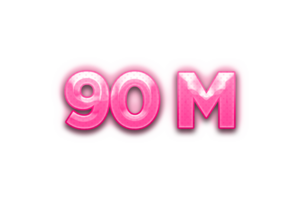 90 million subscribers celebration greeting Number with pink design png