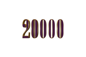 20000 subscribers celebration greeting Number with luxury design png