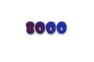 8000 subscribers celebration greeting Number with ink design png
